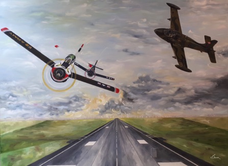 Aviation Mural Close-up!
BAC 167 & T-28's on Runway - 9' X 9'